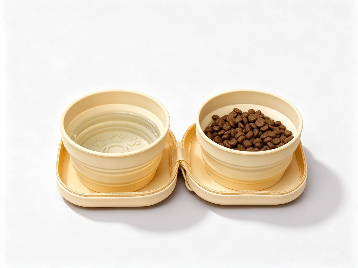 Yellow Travel Foldable Silicone Pet Bowl