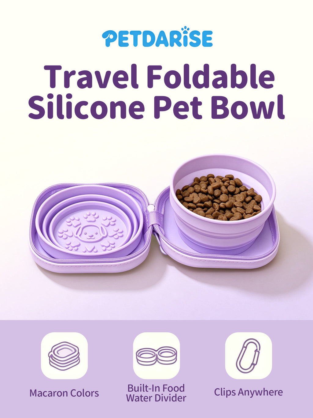 Yellow Travel Foldable Silicone Pet Bowl